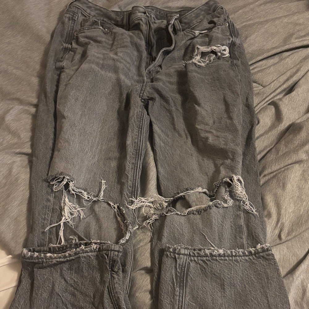 American Eagle Outfitters Ripped Gray Boyfriend Jeans